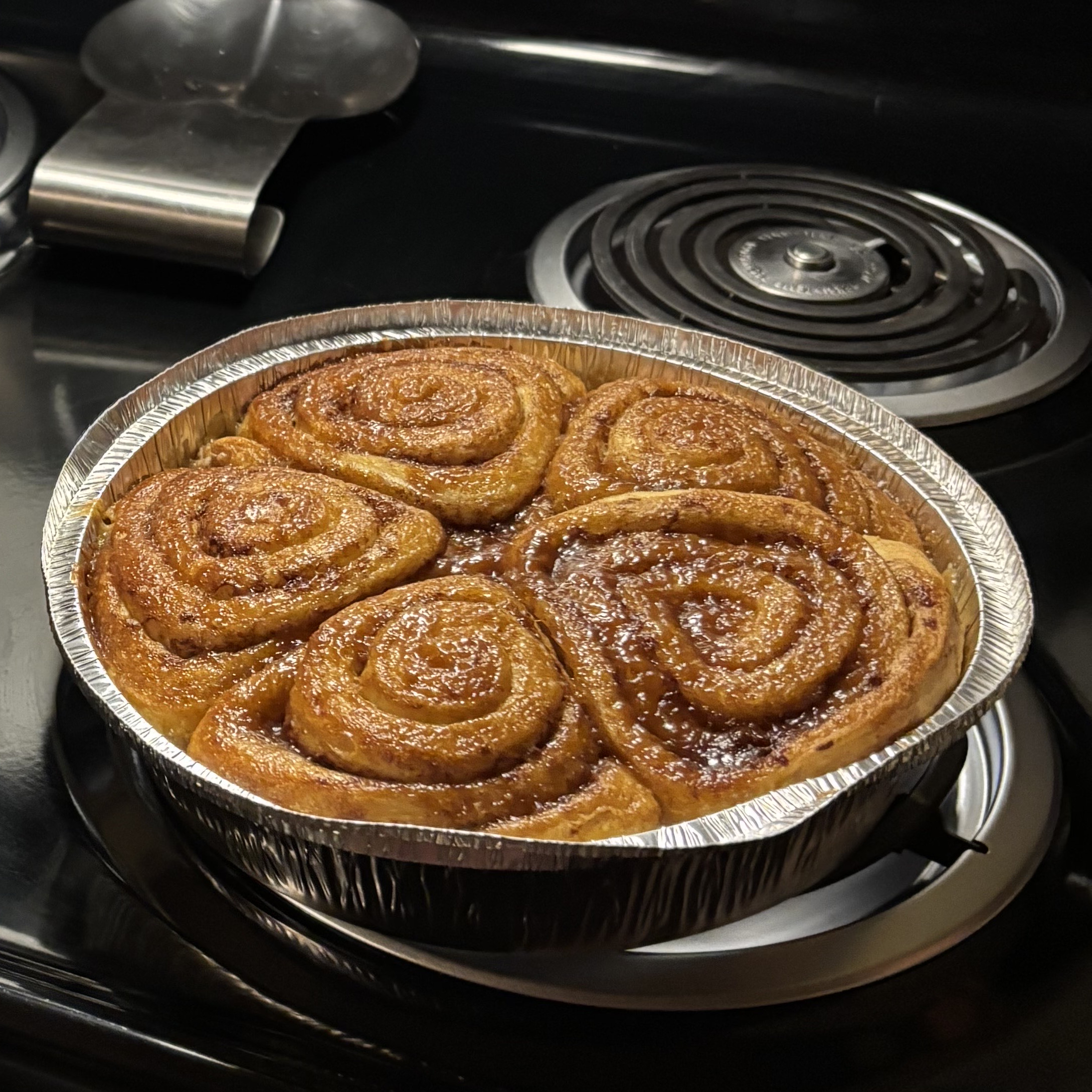 Fresh homemade cinnamon buns with icing